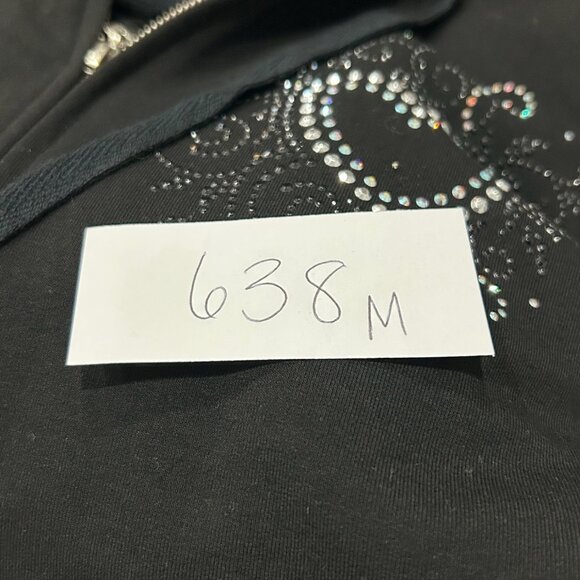 Christine Alexander Black Hoodie Full Zip Rhinestone Heart Size L Street Style - Picture 8 of 9